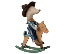Load image into Gallery viewer, Maileg - Cowboy Mouse on Rocking Horse, Little Brother