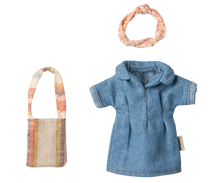 Load image into Gallery viewer, Maileg Denim Dress and Bag, Mum Mouse