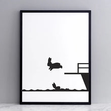 Load image into Gallery viewer, HAM Fine Art Hand-Pulled Screen Print - Diving Rabbit