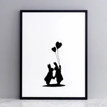 Load image into Gallery viewer, HAM Fine Art Hand-Pulled Screen Print - Lovestruck Rabbit