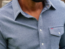 Load image into Gallery viewer, Criquet Chill Knit Pearl Snap Shirt | Navy