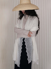 Load image into Gallery viewer, Oats & Rice Cashmere Luna Scallop Edge Shawl | White