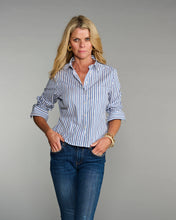 Load image into Gallery viewer, Claridge + King - The Crop in Blue on Blue Stripe: Blue / M