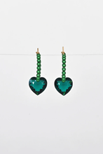 Load image into Gallery viewer, Abacus Row Big Heart Earrings, Mirror Mirror - Emerald
