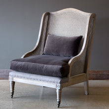 Load image into Gallery viewer, Cane and Velvet Wingback Chair