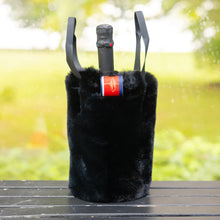 Load image into Gallery viewer, Pretty Rugged The Rowling Faux Fur Wine Tote - Black