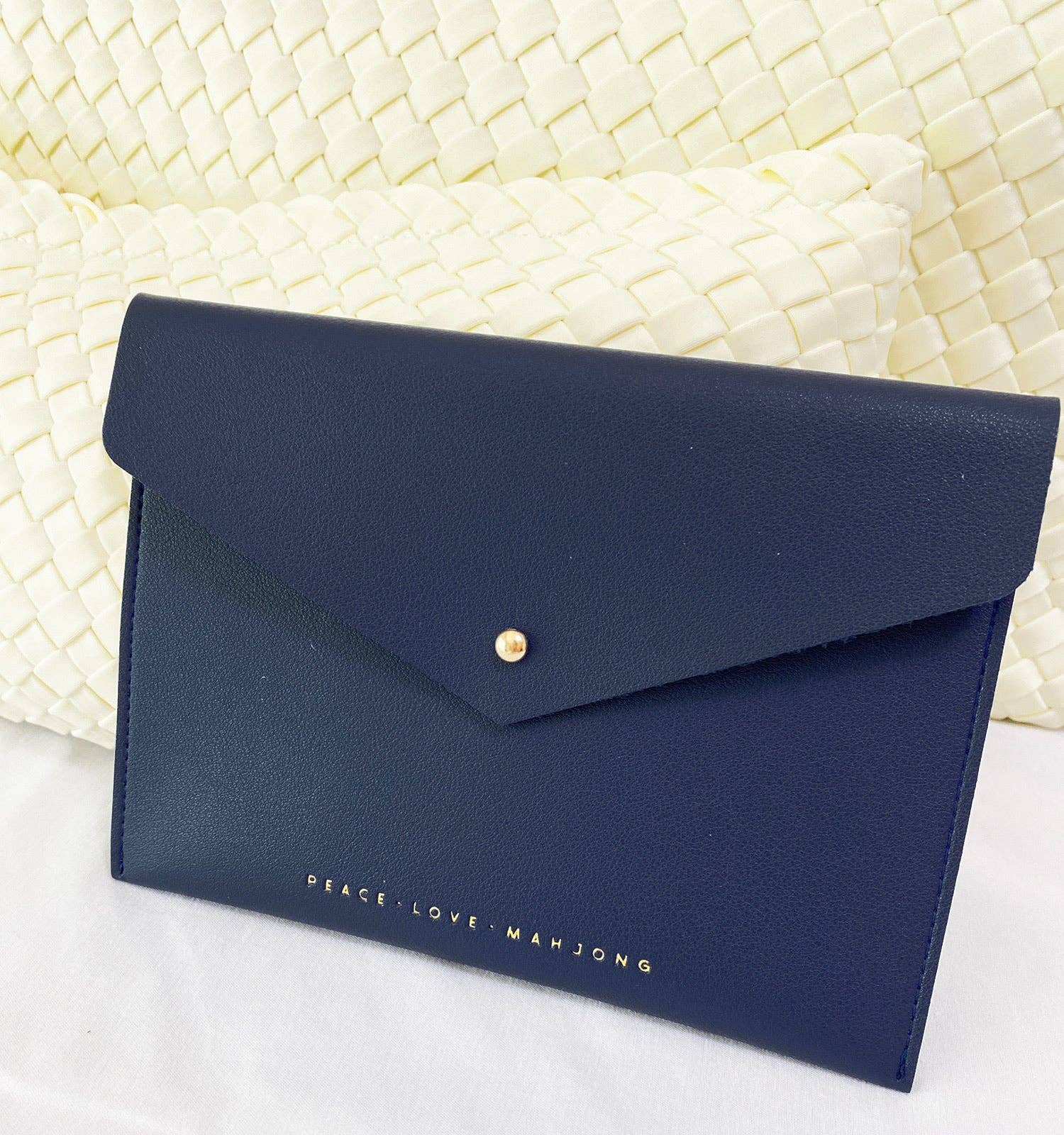 Peace Love Mahjong - Card Clutch: Large | Dusty Rose