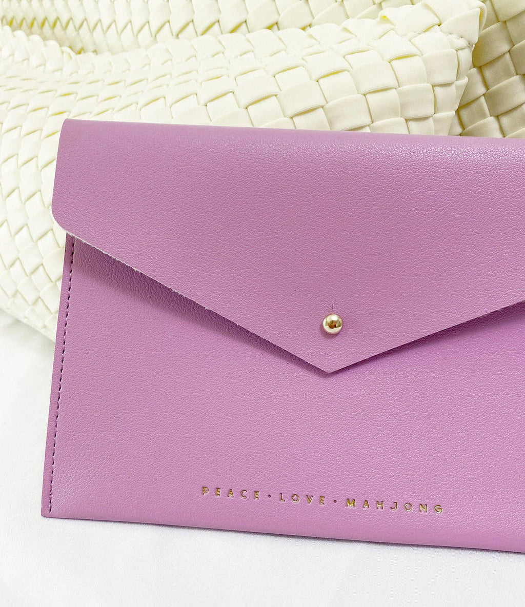 Peace Love Mahjong - Card Clutch: Large | Dusty Rose