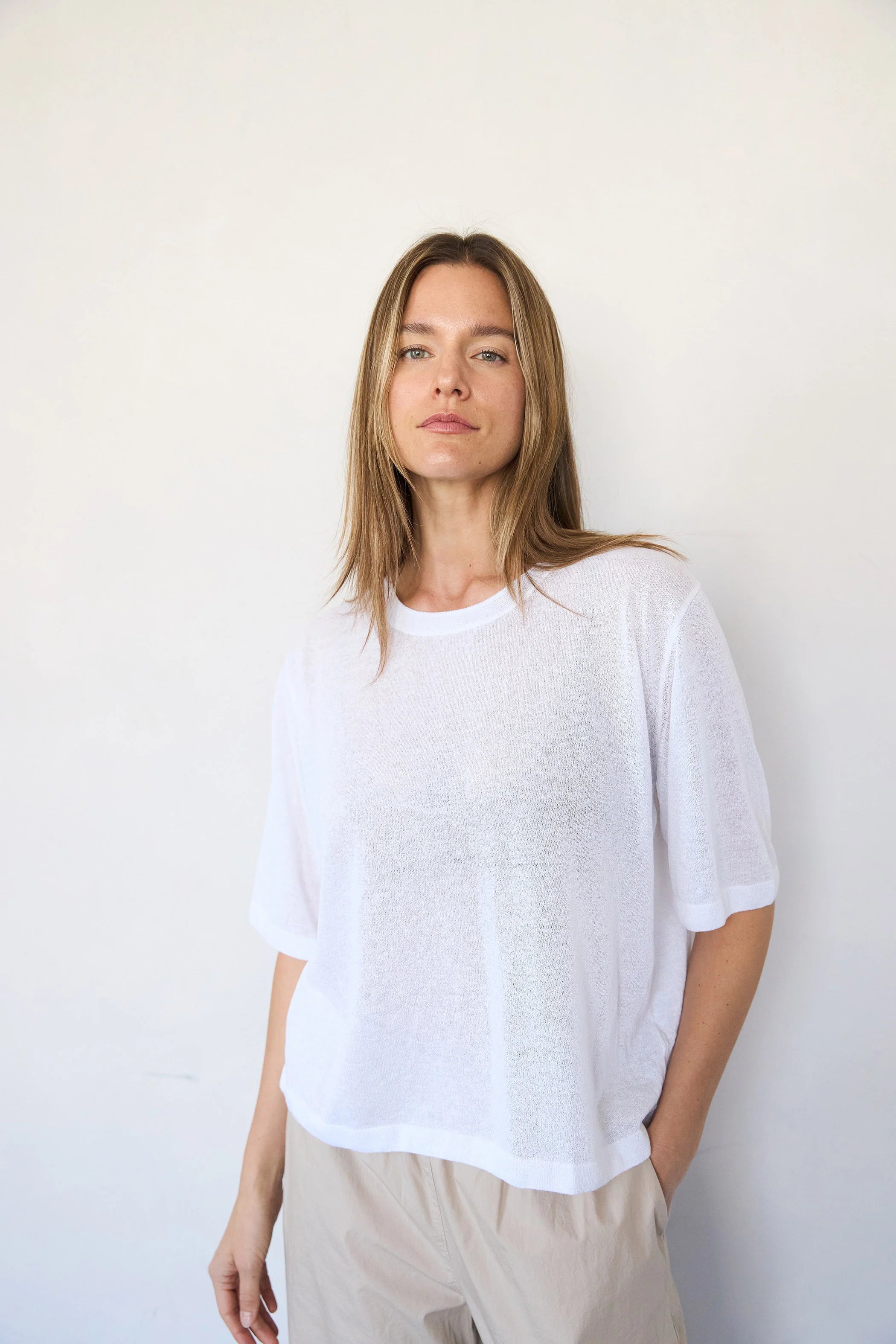 It Is Well L.A Lightweight Short Sleeve Sweater - Natural