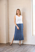 It Is Well L.A. Linen Slit Skirt - Indigo