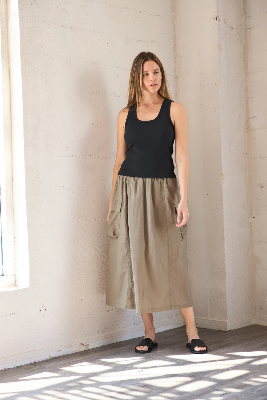 It Is Well L.A. Side Pocket Skirt with Liner - Taupe