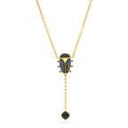 Capucine De Wulf Scarab Lariat Necklace 18" - Blue Labradorite/Black Agate