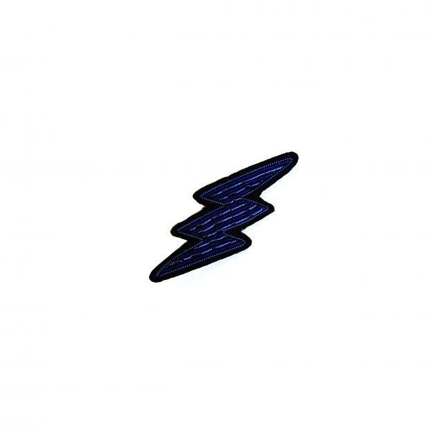 Macon & Lesquoy - Hand embroidered brooch - Small Blue Lightning