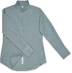 Claridge + King - The Pleated League Blouse in Sage Mini Check: S