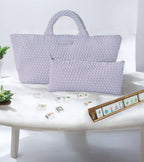 Peace Love Mahjong - Woven Mahjong Carryall | Light Blue