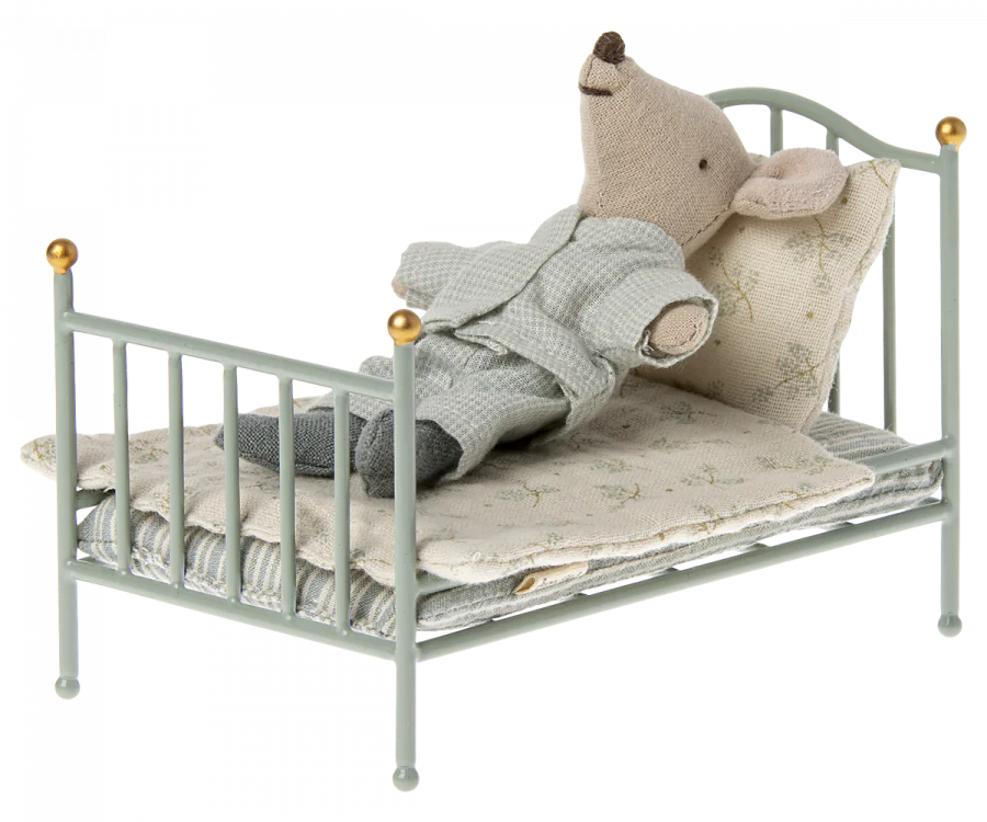 Maileg - Vintage Bed, Mouse - Mint