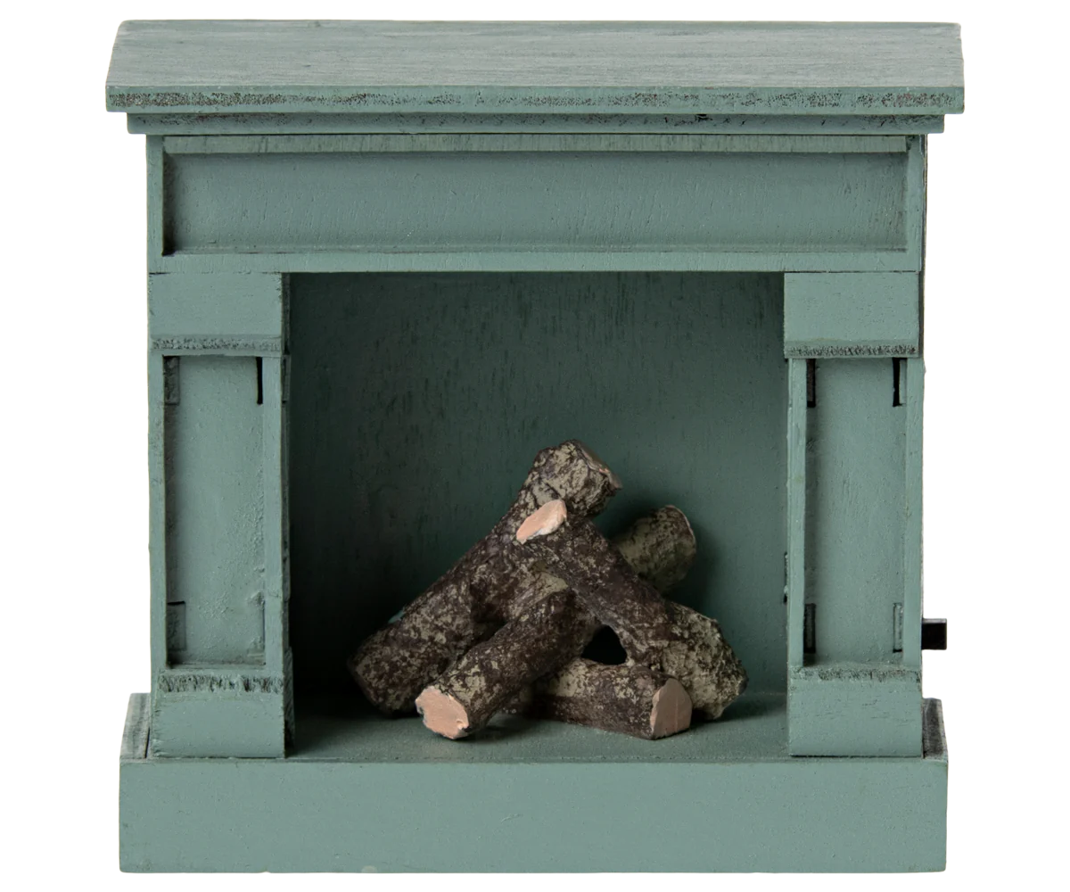 Maileg Fireplace - Mouse - Blue