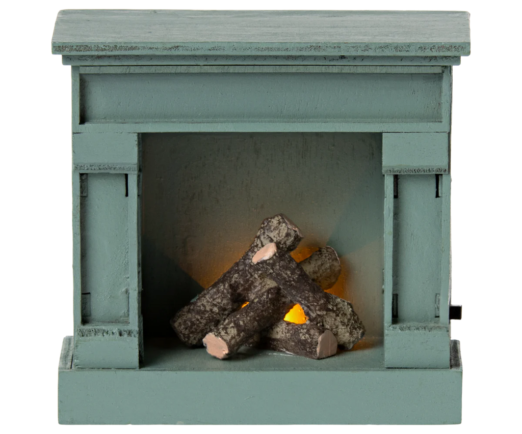 Maileg Fireplace - Mouse - Blue