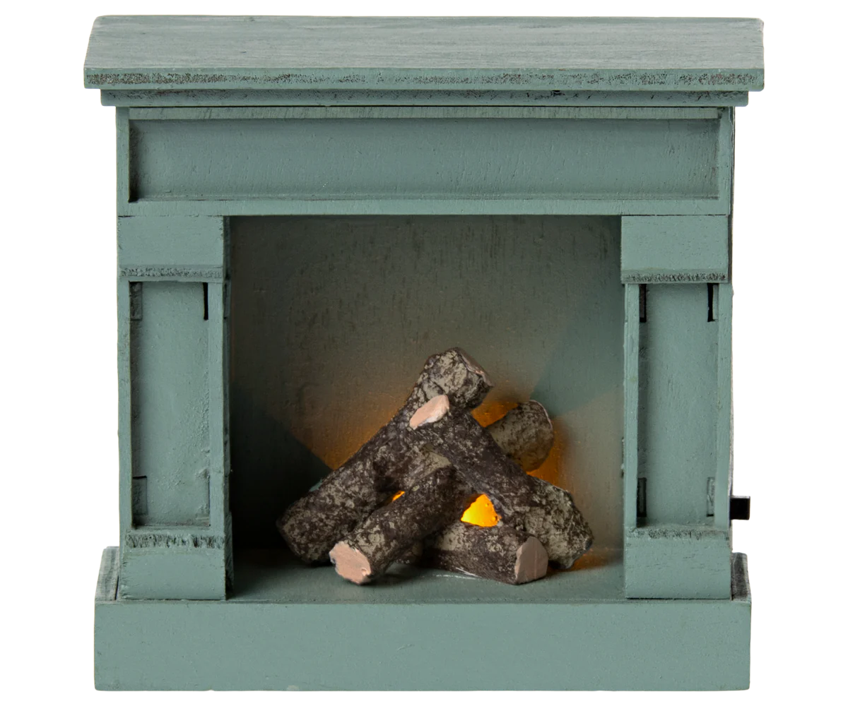 Maileg Fireplace - Mouse - Blue