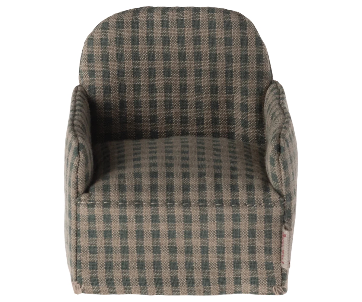 Maileg Chair, Mouse - Green Check