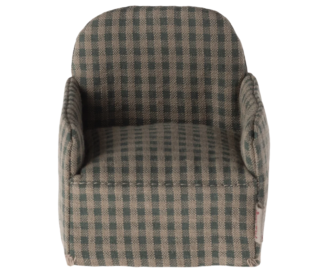 Maileg Chair, Mouse - Green Check