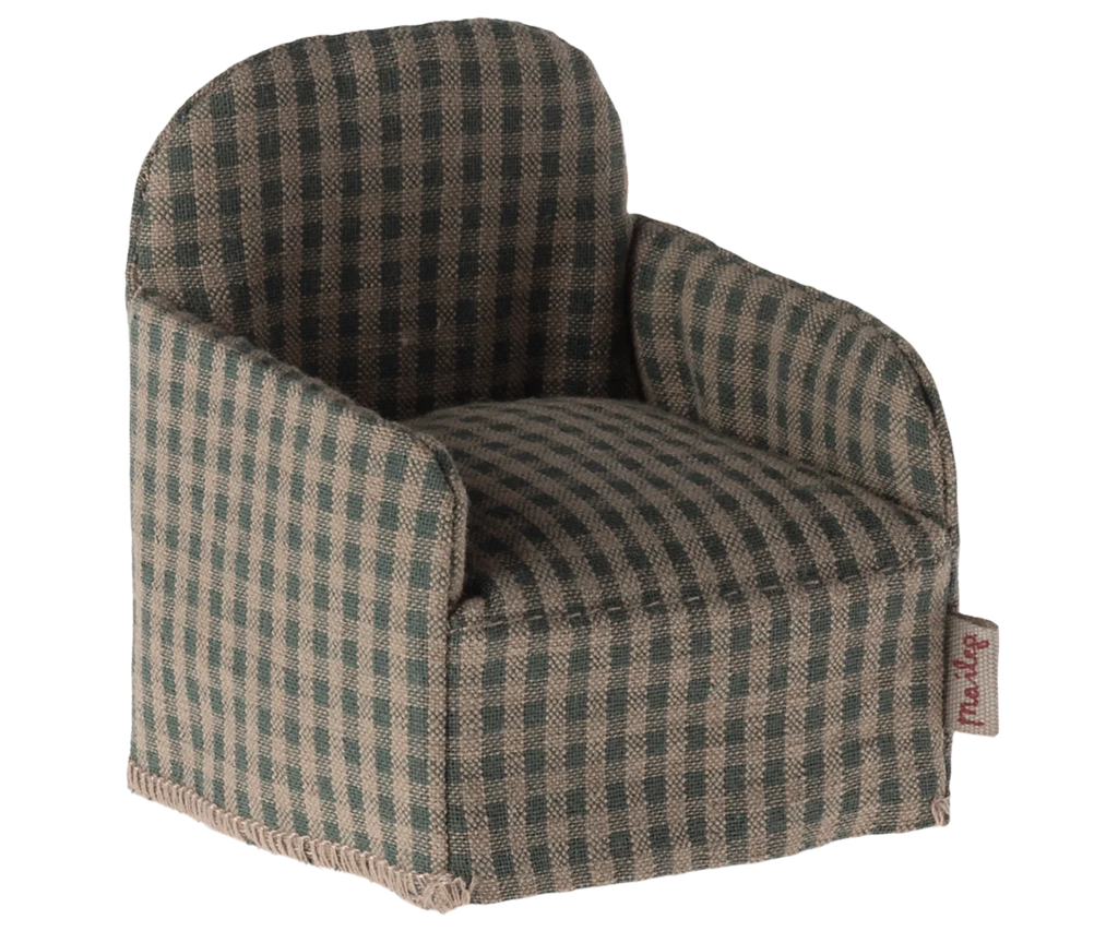Maileg Chair, Mouse - Green Check