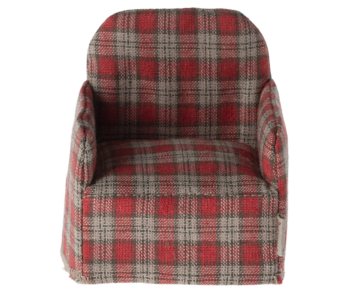 Maileg Chair, Mouse - Red Check