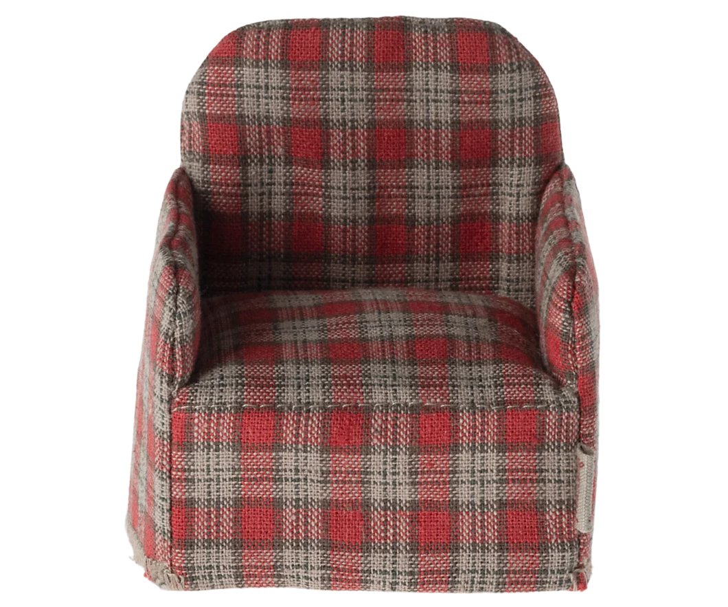 Maileg Chair, Mouse - Red Check