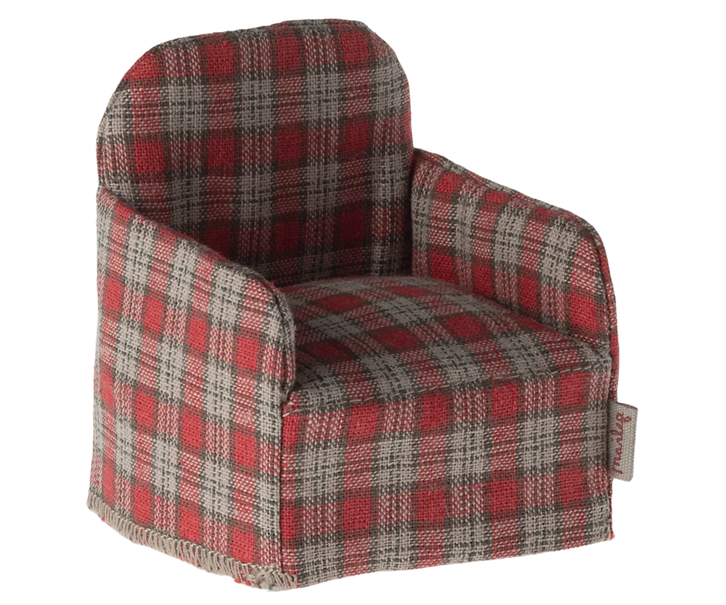 Maileg Chair, Mouse - Red Check
