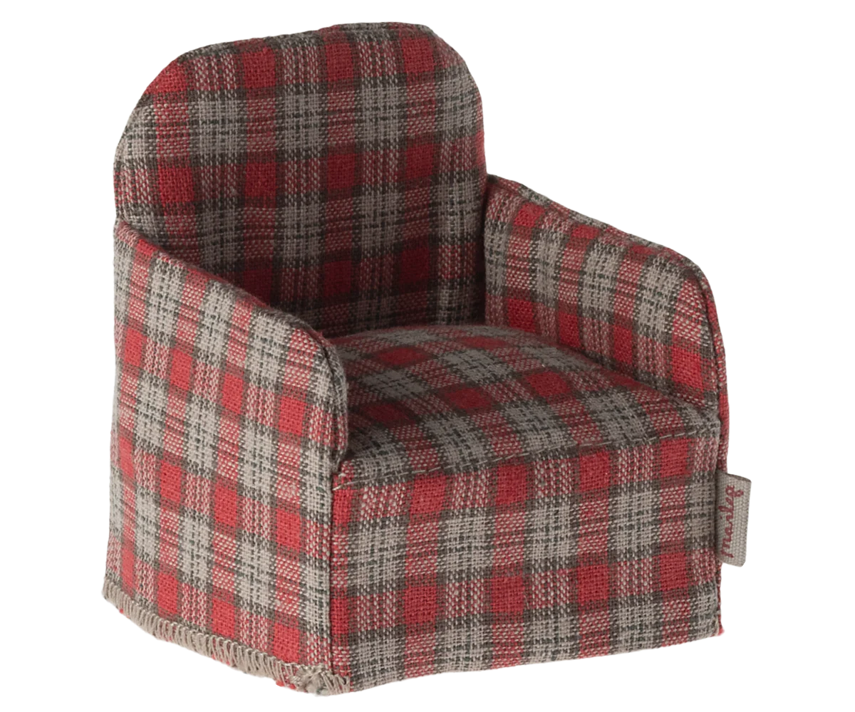 Maileg Chair, Mouse - Red Check