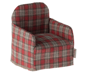 Maileg Chair, Mouse - Red Check