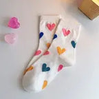 Yaya's Luxe Wholesale - Women's Cozy Colorblock Heart Socks: Black