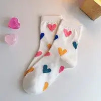 Yaya's Luxe Wholesale - Women's Cozy Colorblock Heart Socks: Multi-Colored