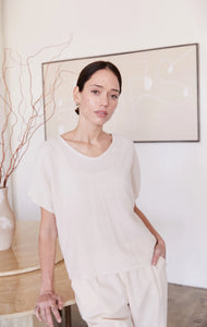 It Is Well L.A. Organic Short Sleeve Gauze Top - Salt