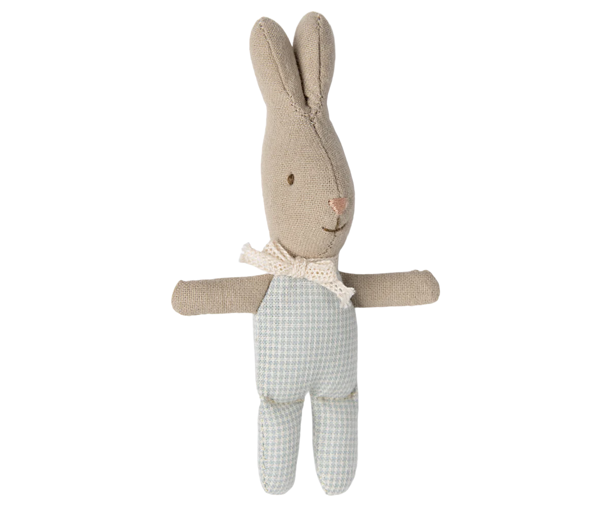 Maileg Rabbit, My - Light Blue Check