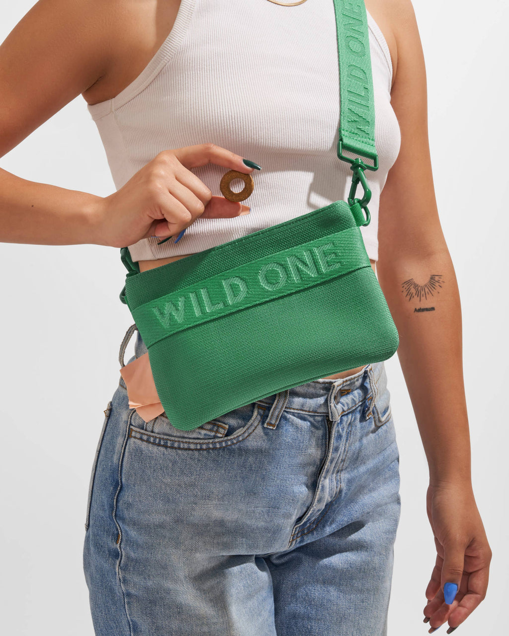 Wild One - Recycled Knit Eco Cross Body Treat Pouch: Spruce