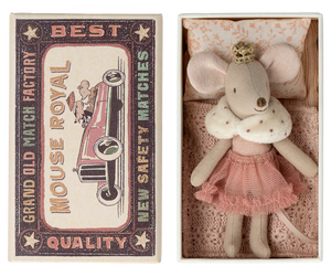 Maileg Princess Mouse - Little Sister in Matchbox - Rose