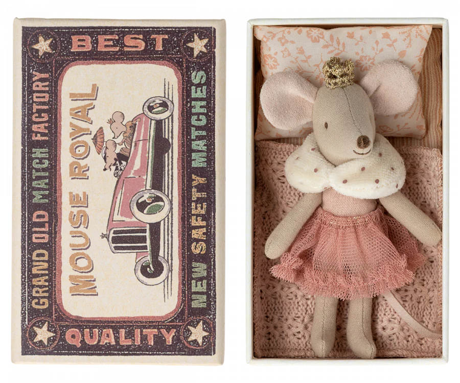 Maileg Princess Mouse - Little Sister in Matchbox - Rose
