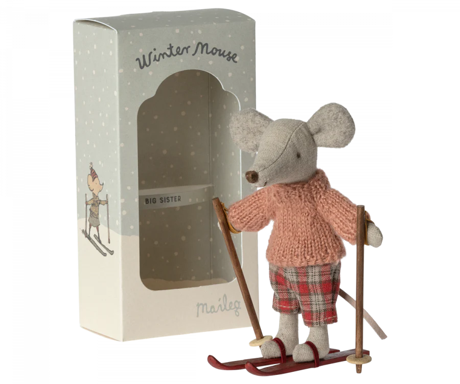 Maileg - Winter Mouse with Ski Set - Big Sister