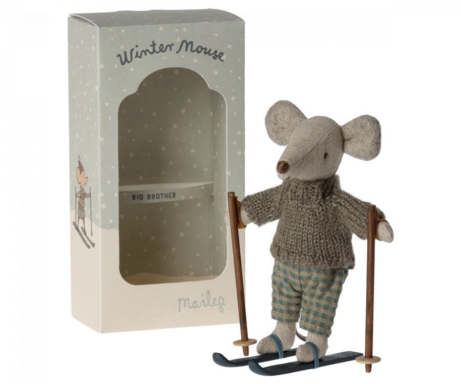 Maileg - Winter Mouse with Ski Set - Big Brother