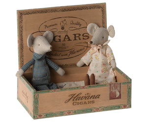Maileg Grandma & Grandpa Mice - Cigar Box
