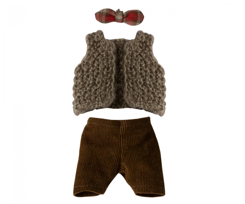 Maileg Vest, Pants & Bow Tie, Grandpa Mouse