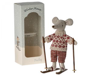 Maileg - Winter Mouse with Ski Set - Mum