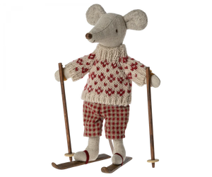 Maileg - Winter Mouse with Ski Set - Mum