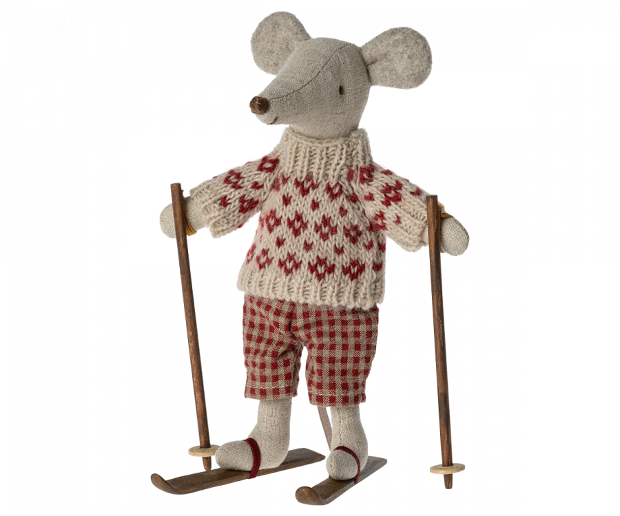 Maileg - Winter Mouse with Ski Set - Mum