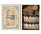 Maileg Sleepy Wakey Baby Mouse in Matchbox - Blue