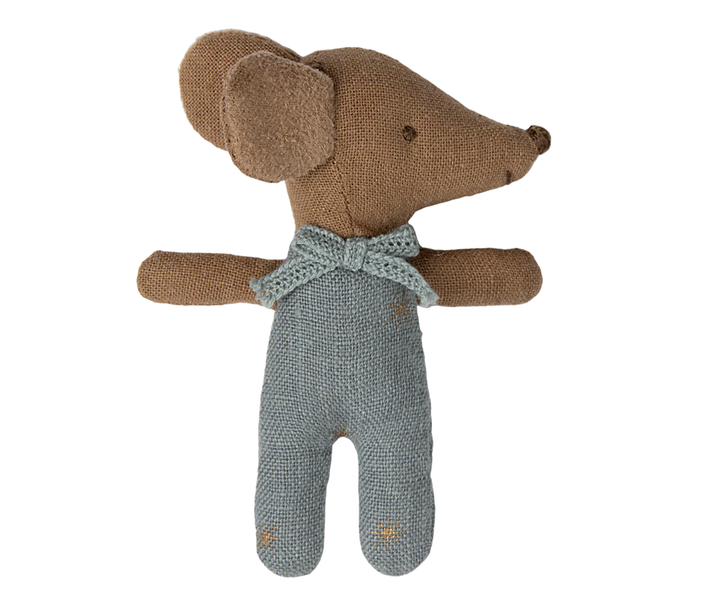 Maileg Sleepy Wakey Baby Mouse in Matchbox - Blue