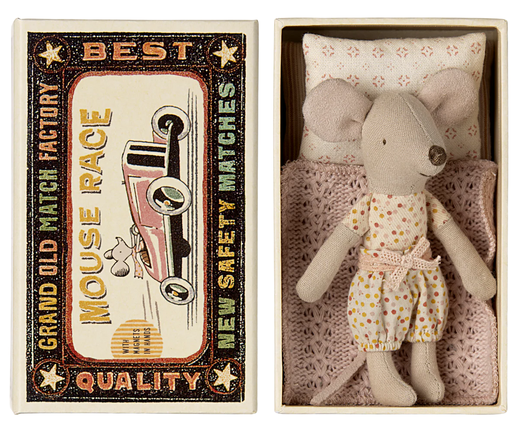Maileg - Little Sister Mouse in Matchbox