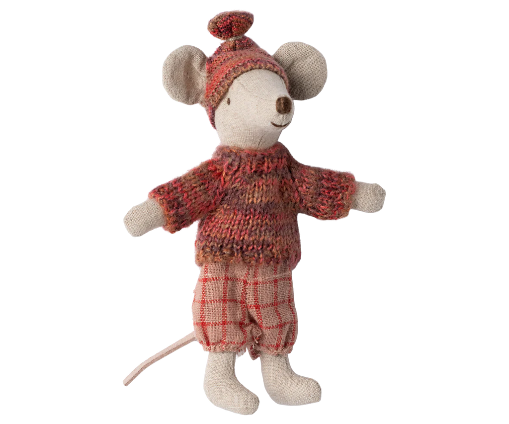 Maileg - Winter Mouse with Ski Set, Big Sister - Rose