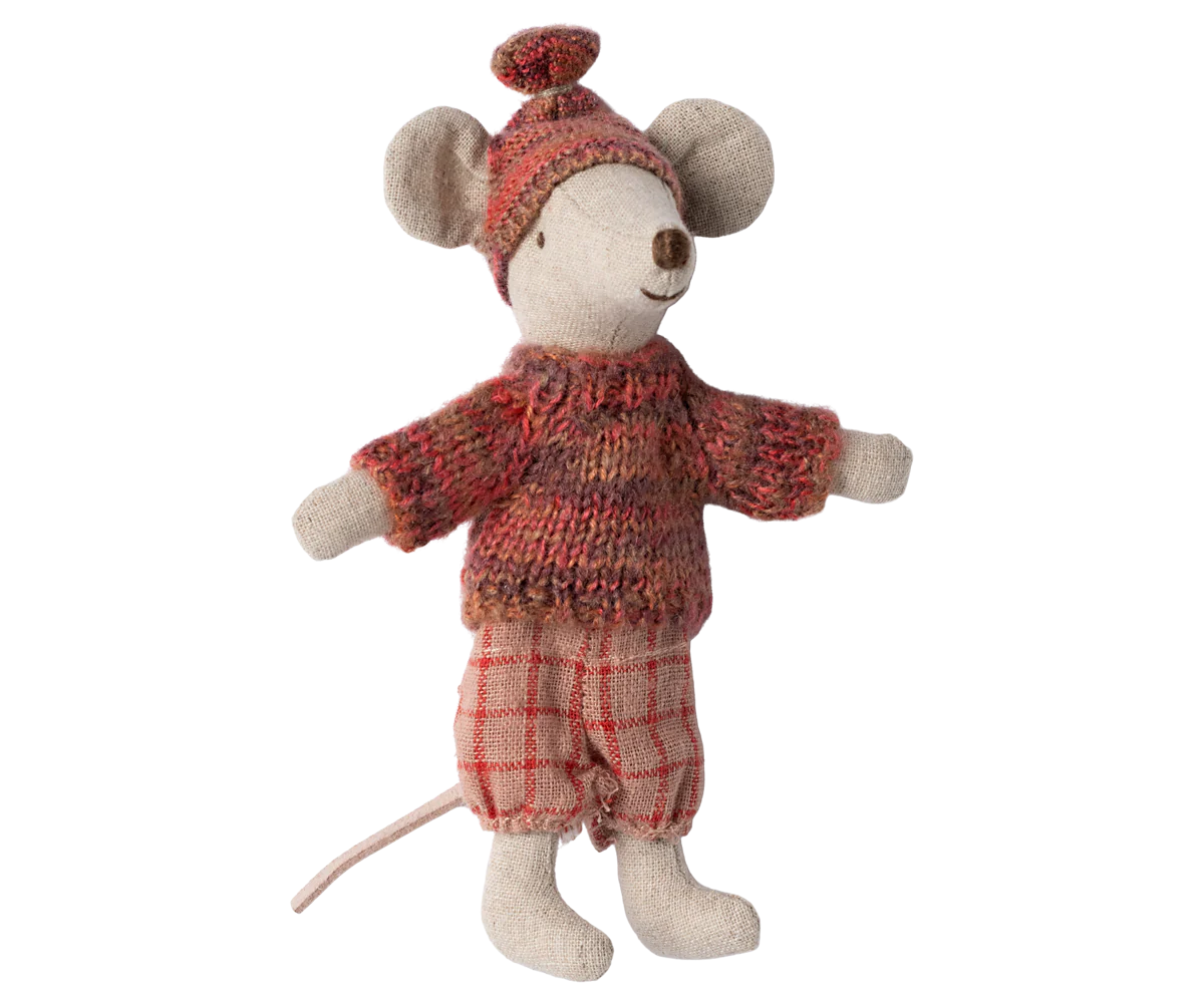Maileg - Winter Mouse with Ski Set, Big Sister - Rose